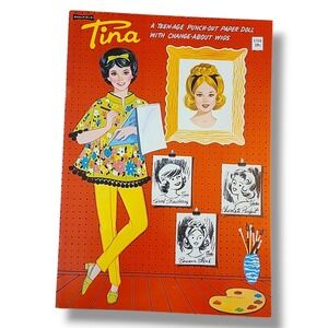 Tina Paper Dolls Saalfield 1324 Teen Punch-Out Set w/ Change-About Wigs Uncut